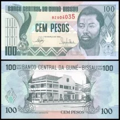 Guinea Bissau 100 Pesos features Domingos Ramos World Banknote UNC Unique and rare
