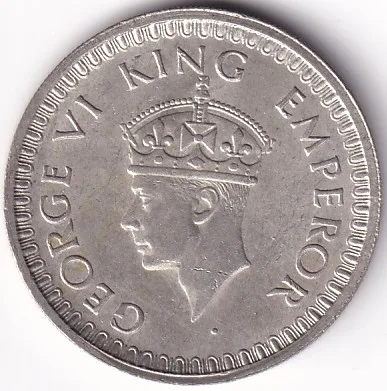1942 British India Half Rupee George VI Silver Coin