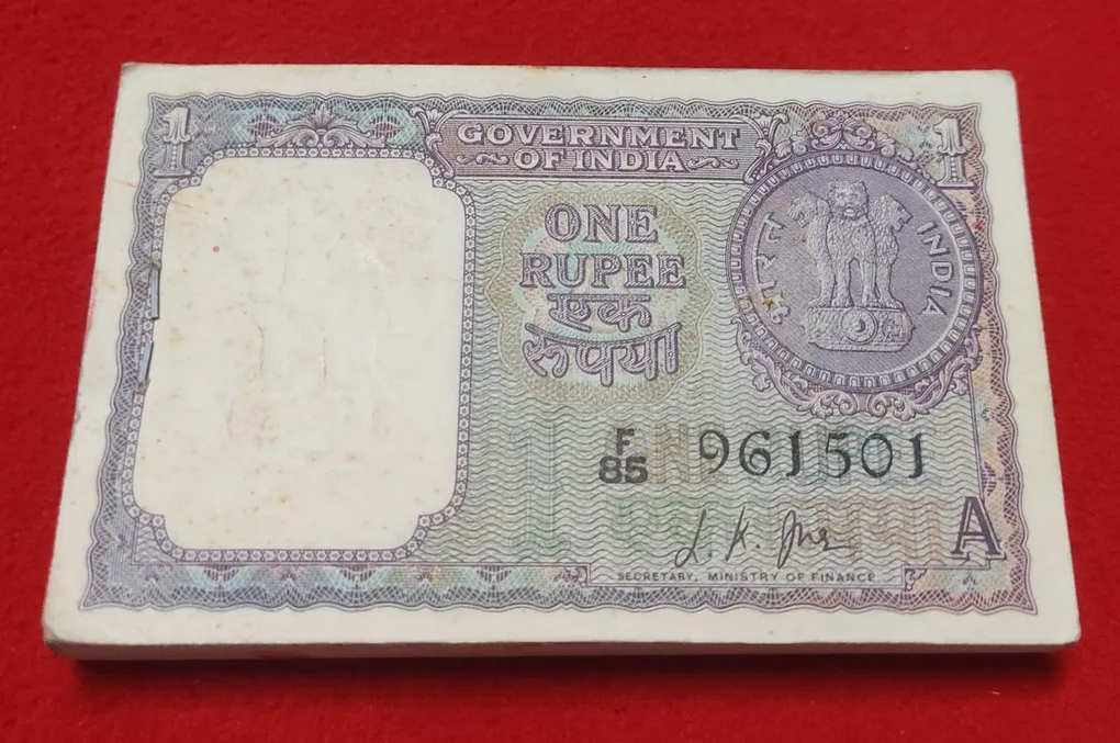 One Rupee Packet 1963 A-13 L K Jha Extremely Rare Serial Number 961501