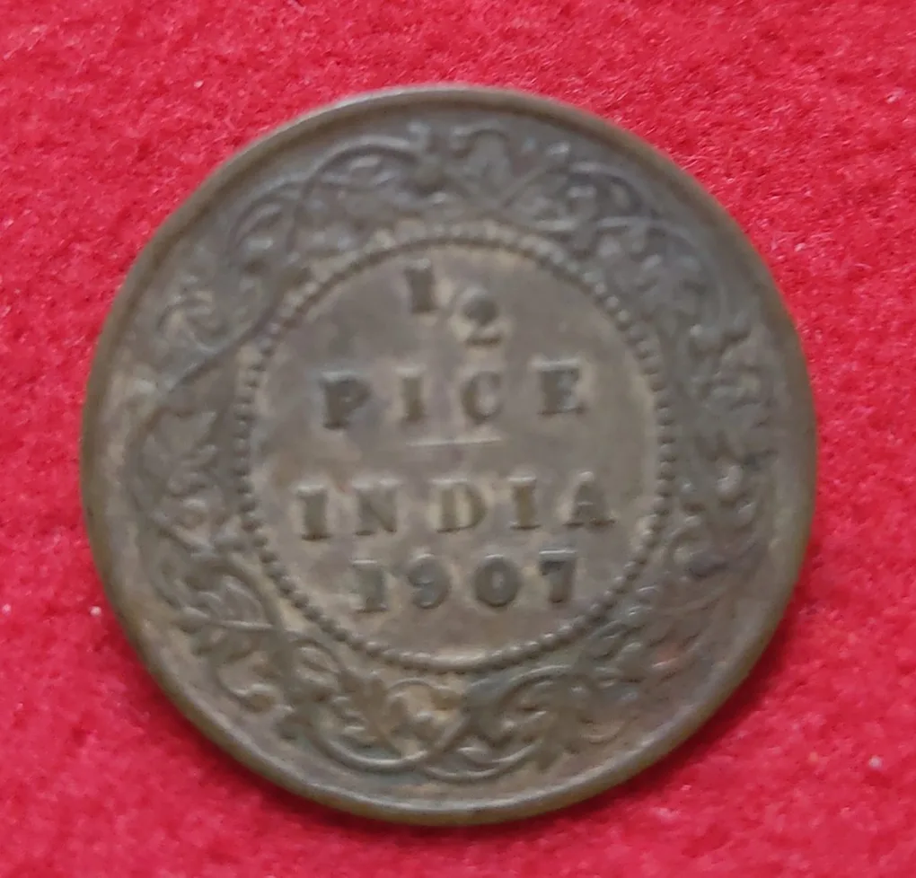 1/2 Pice Edward VII 1907 Calcutta Mint