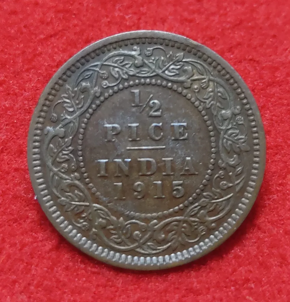 1/2 Pice George V 1915 Calcutta Mint