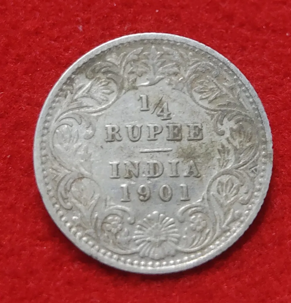 1/4 Rupee Victoria Empress 1901 Calcutta Mint