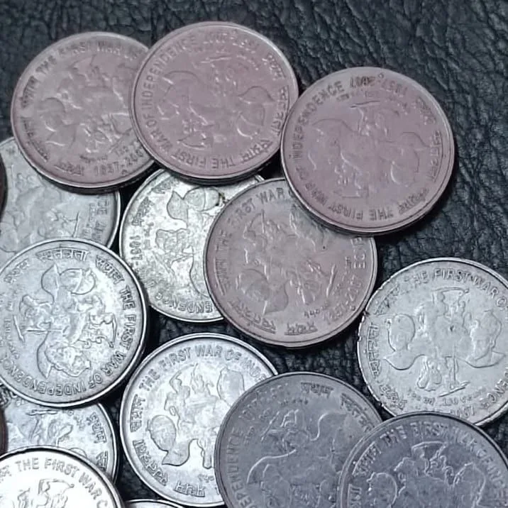 Five Rs Rare Coin First War of the Independence Bombay Mint 10 Pcs Given