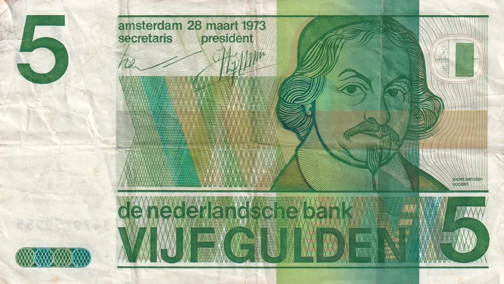 Netherlands 5 Gulden rare lowest price note #b-2