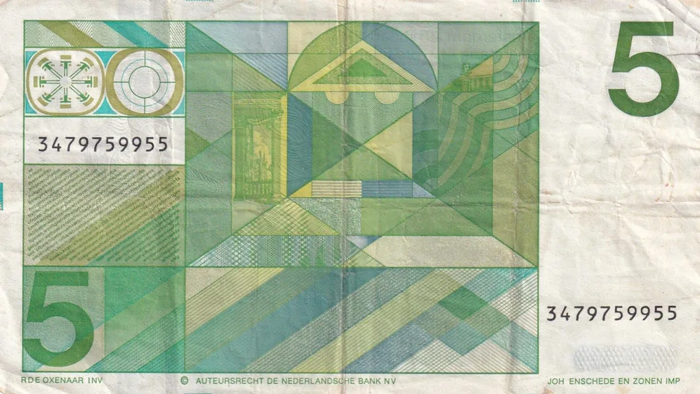 Netherlands 5 Gulden rare lowest price note #b-2