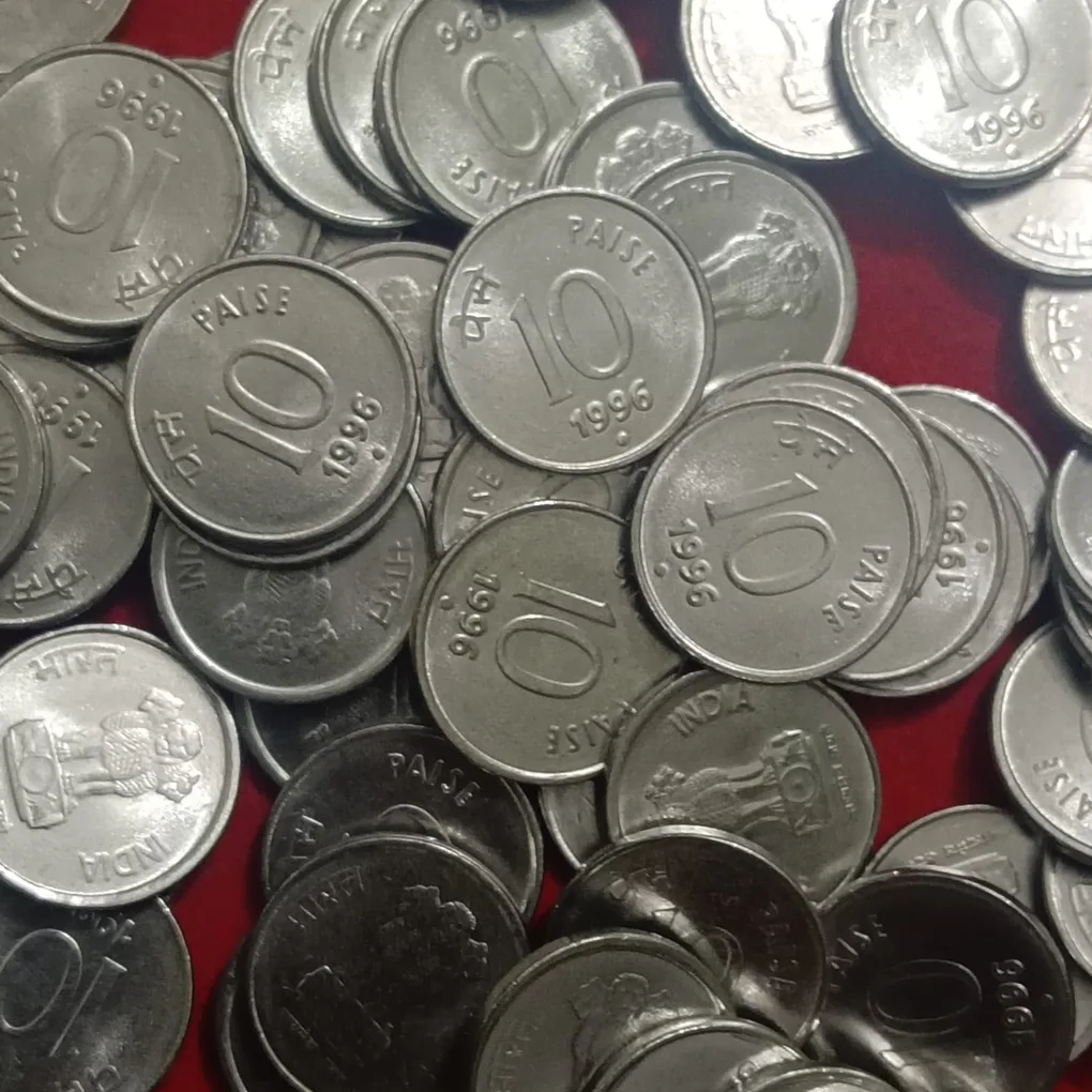 Ten Paise Button Scare Coin 1996 Year Noida Mint 100 Pcs Given Bunc Condition