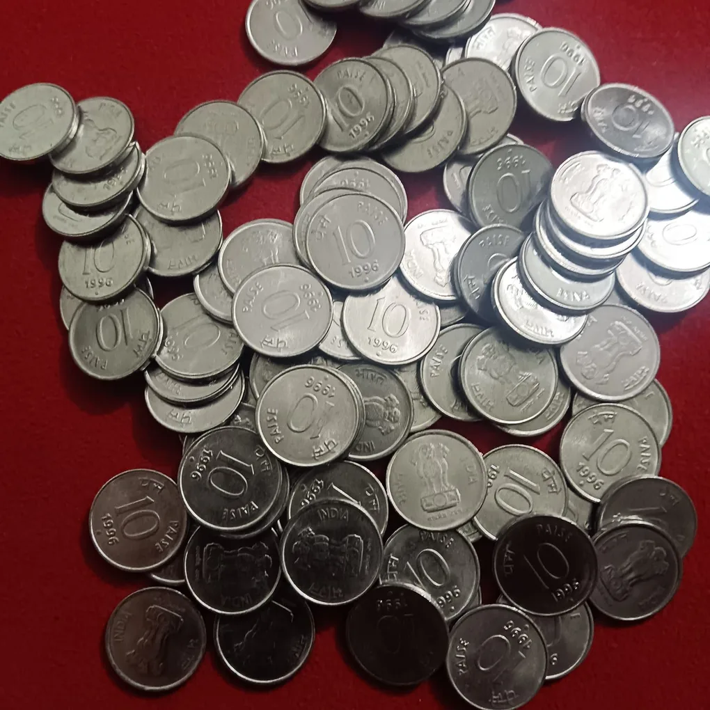 Ten Paise Button Scare Coin 1996 Year Noida Mint 100 Pcs Given Bunc Condition