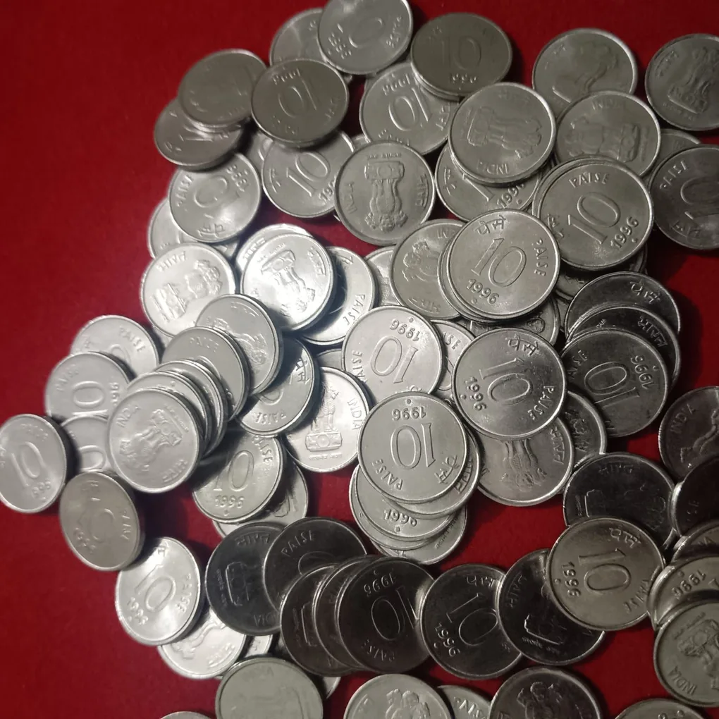 Ten Paise Button Scare Coin 1996 Year Noida Mint 100 Pcs Given Bunc Condition