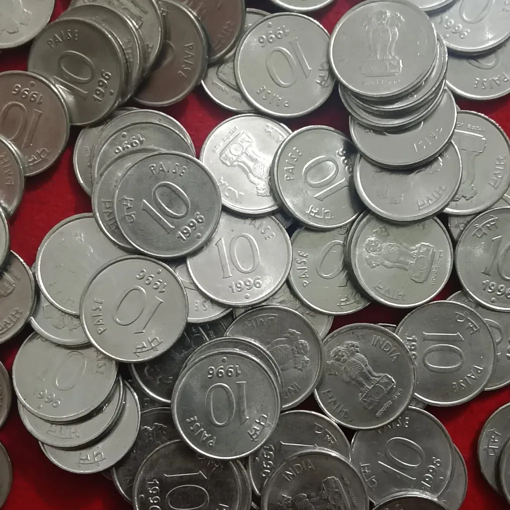Ten Paise Button Scare Coin 1996 Year Noida Mint 100 Pcs Given Bunc Condition