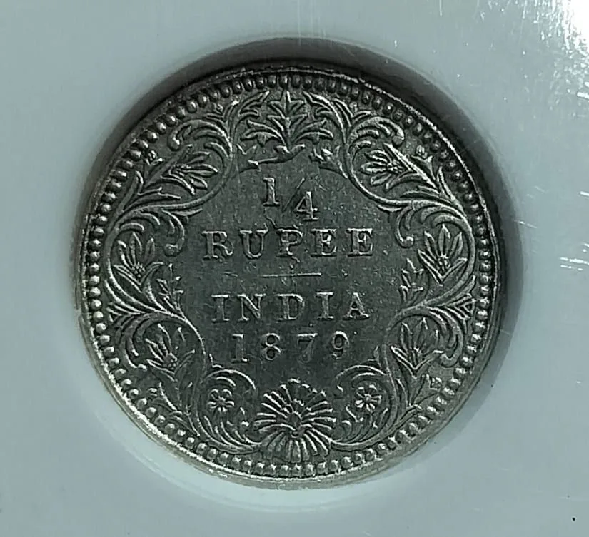 1/4 rupee victoria empress 1879 calcutta mint PCG Graded