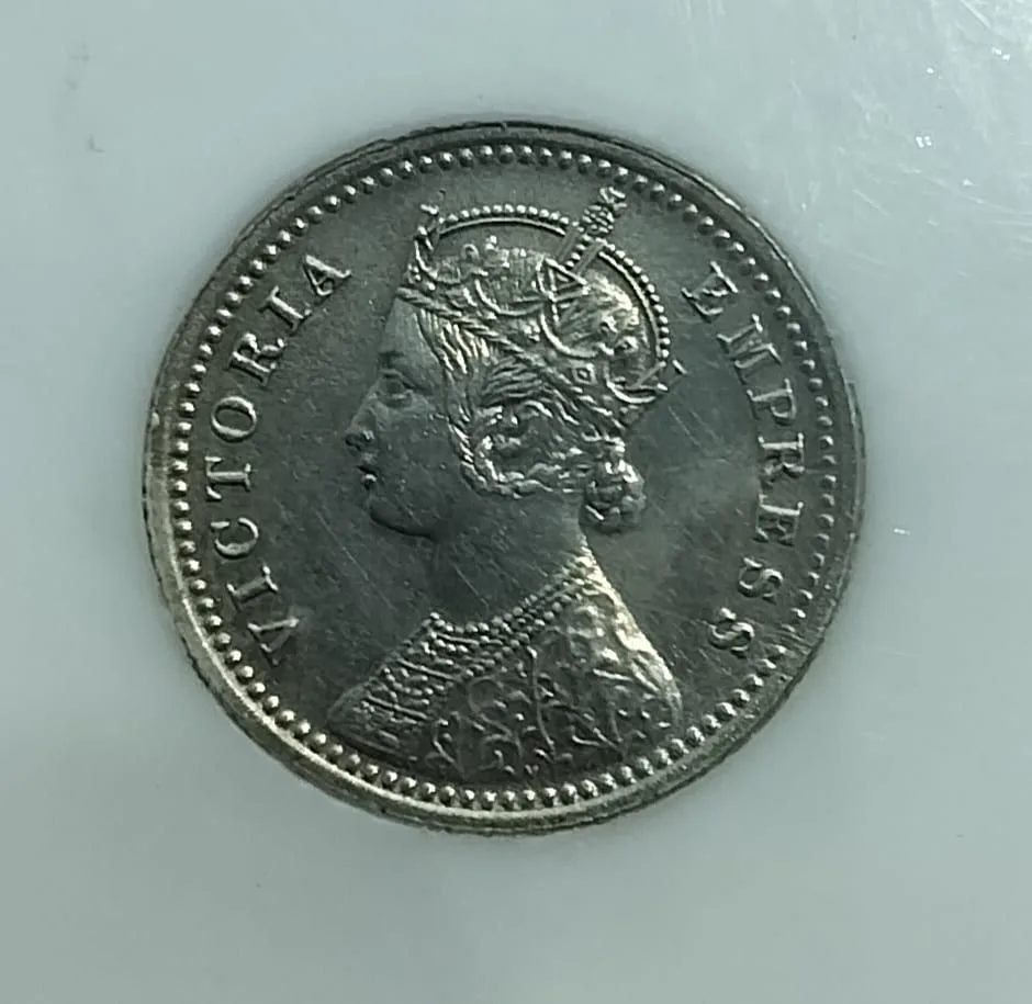 1/4 rupee victoria empress 1879 calcutta mint PCG Graded