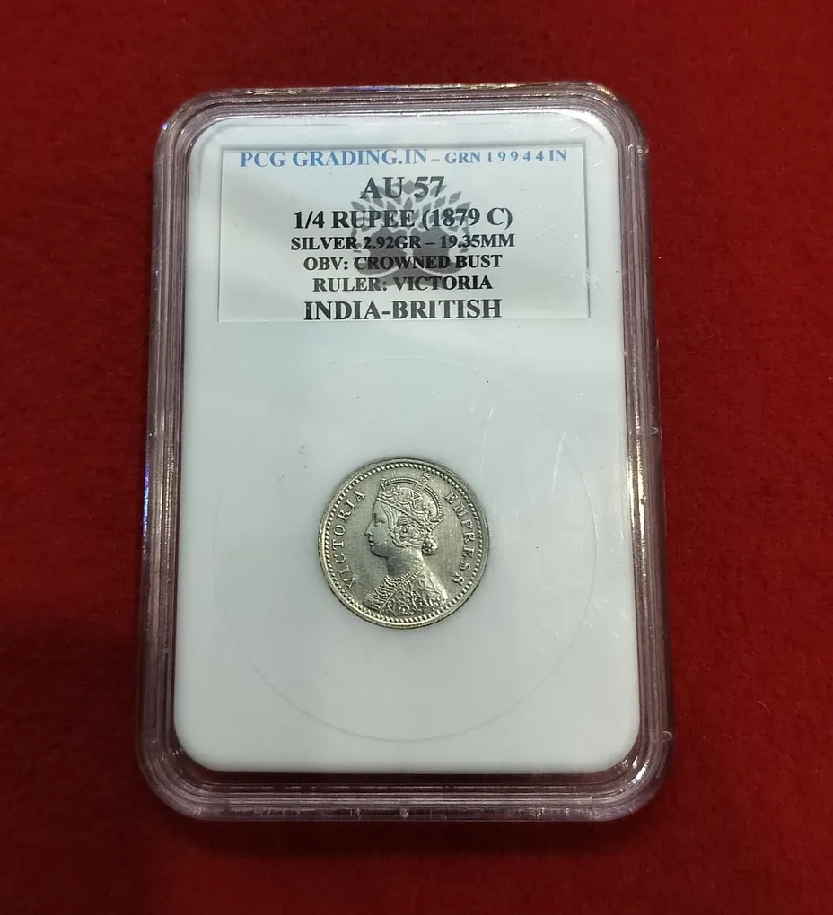 1/4 rupee victoria empress 1879 calcutta mint PCG Graded