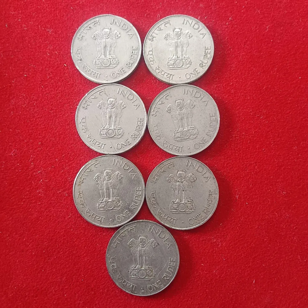 One Rs Big Coin Mahantam Gandhi 1869-1948 7 Pcs Given Same Coin Given