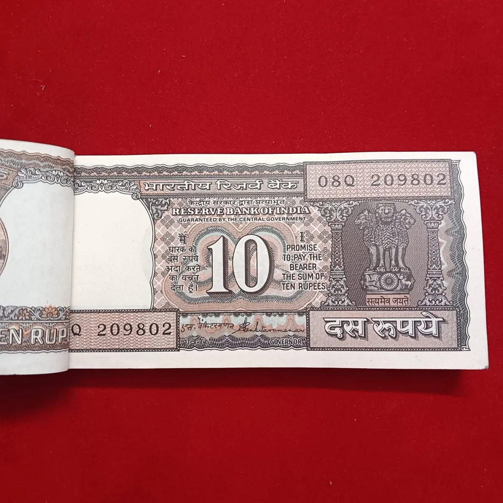 Ten Rs Black Boat Full Serial Bundle Governor S.Venketraman Gem Bunc Condition Choclate Bundle 209801