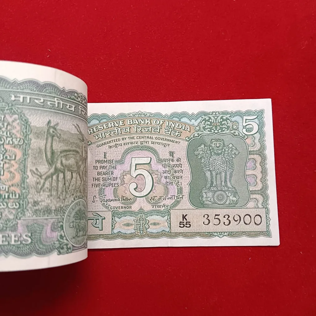 Ex Rare Five Rs Deer Full Serial Bundle Governor S.Jagannathan Ultra Gem Unc Condition 353801