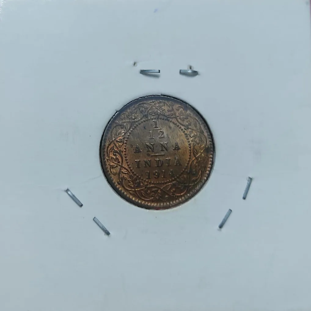 1/12 Anna George V 1914 Calcutta Mint UNC Condition