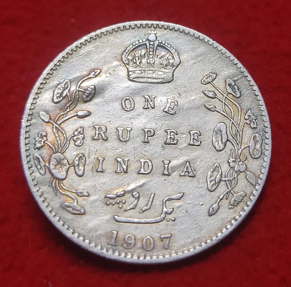 One Rupee Coin Silver Edward VII Year 1907