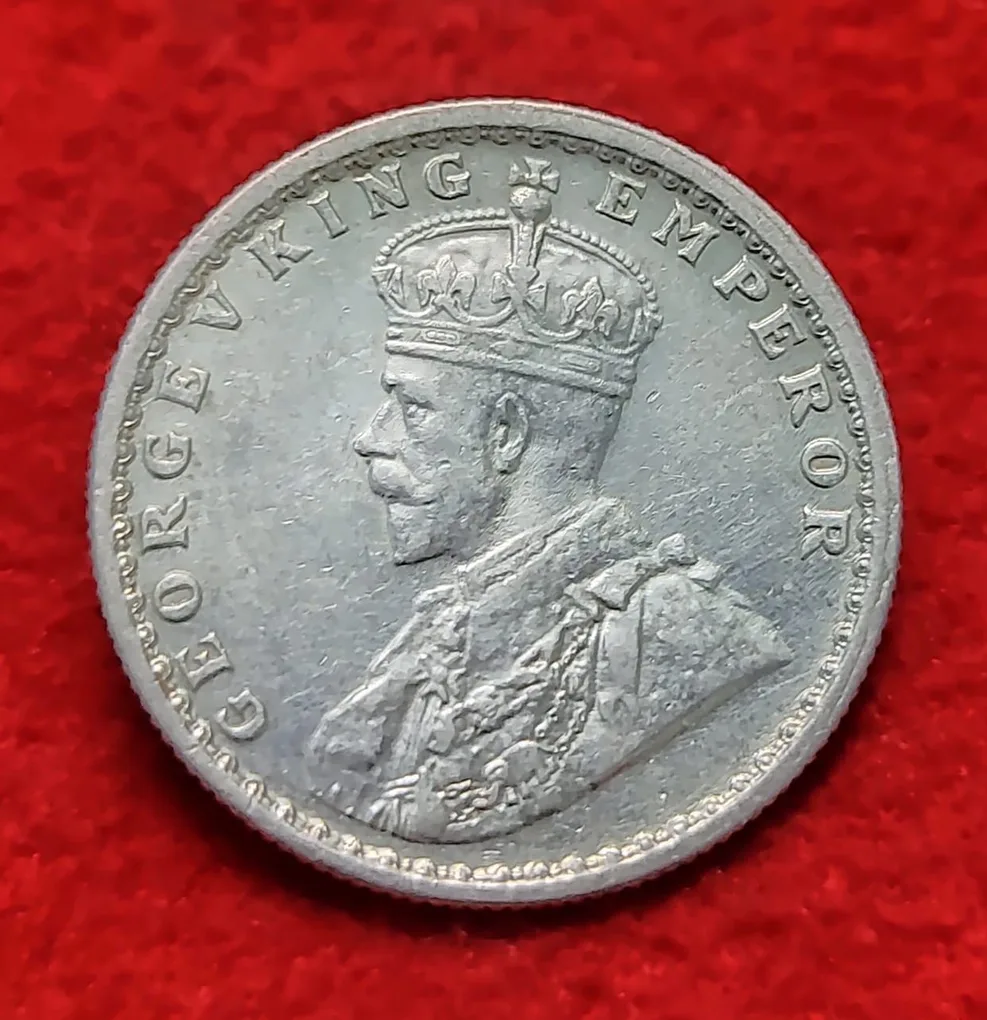 Half Rupee Coin Silver George V Year 1934 Calcutta Mint W Eight 5.83 GMS High Grade