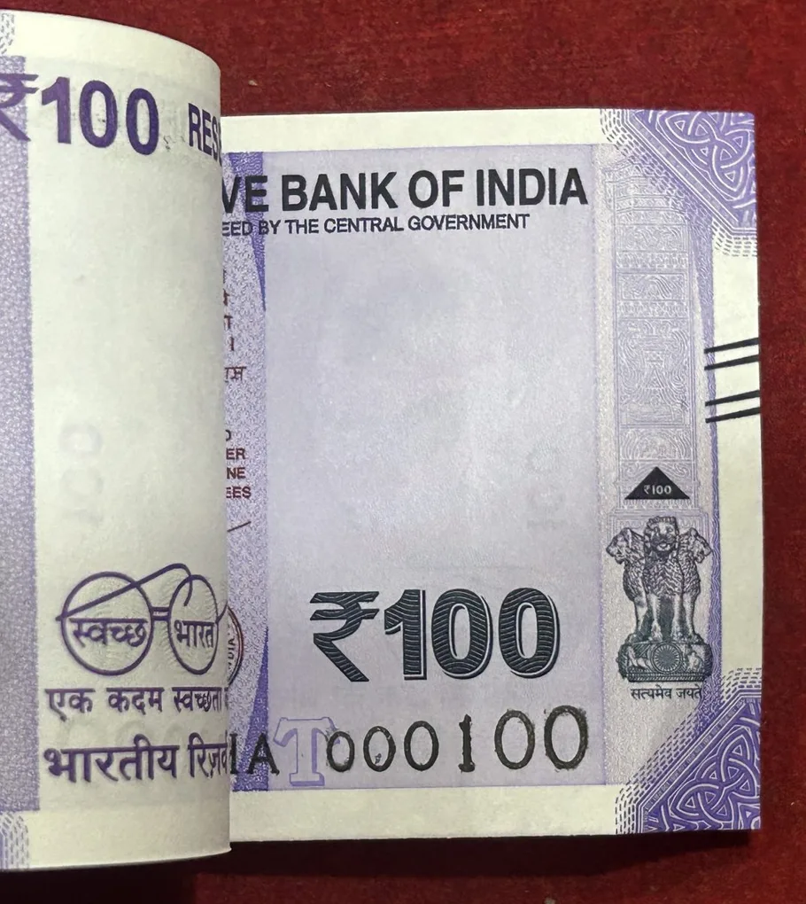 Rs 100 India Banknote Fancy Number 000001 to 000100 Note Gem UNC Unique Serial 2024 Bundle