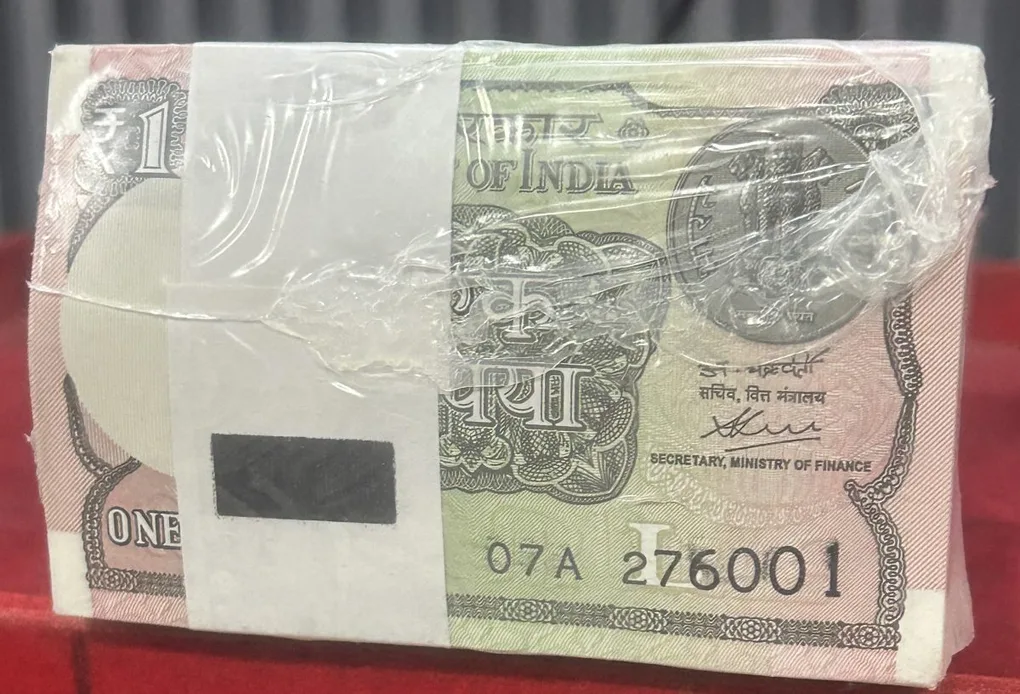 Rare 1 Rupee Rim 2020 Rare Date Complete RIM Sealed Mint Packed 1000 Notes GEM UNC