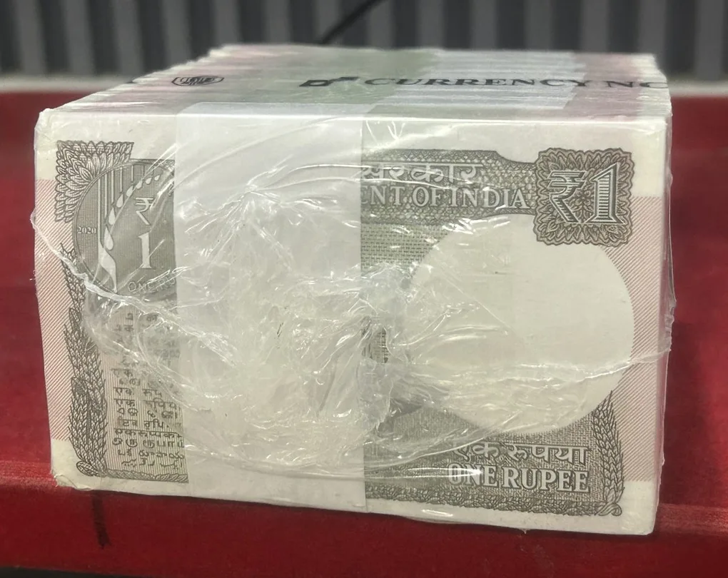 Rare 1 Rupee Rim 2020 Rare Date Complete RIM Sealed Mint Packed 1000 Notes GEM UNC