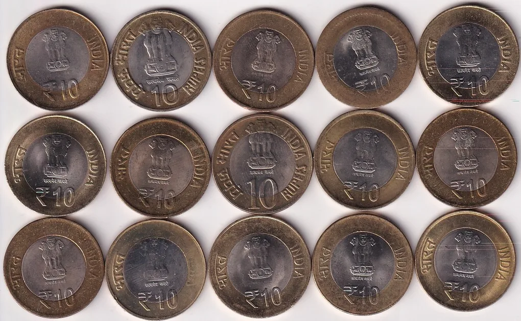 15 Different 10 Rupees Bimetallic India Commemorative GEM UNC Coins Set