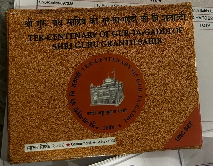 10 Rupee Single Coin Set of Gur Ta Gaddi of Shri Guru Granth Sahib UNC Set Hyderabad Mint Set Issued in 2008