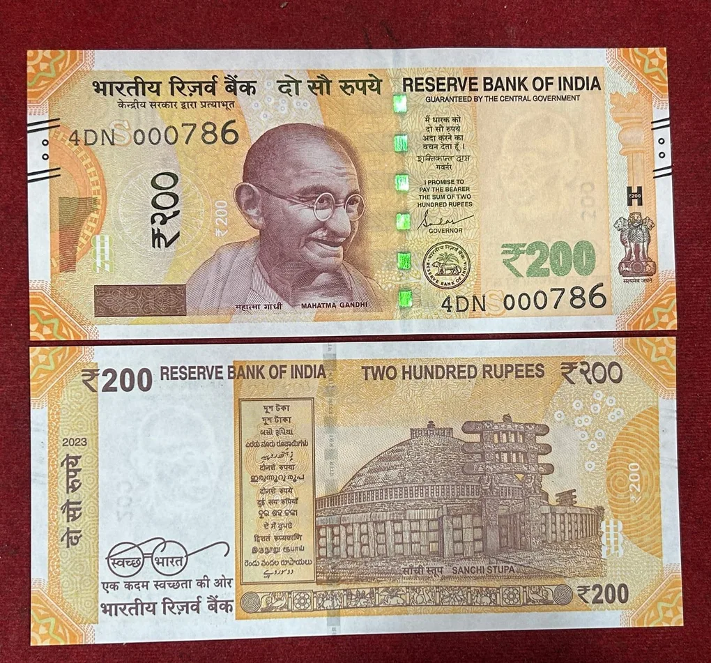 Rs 200 India Banknote Fancy Number 000786 GEM UNC Unique Latest Pattern Issue
