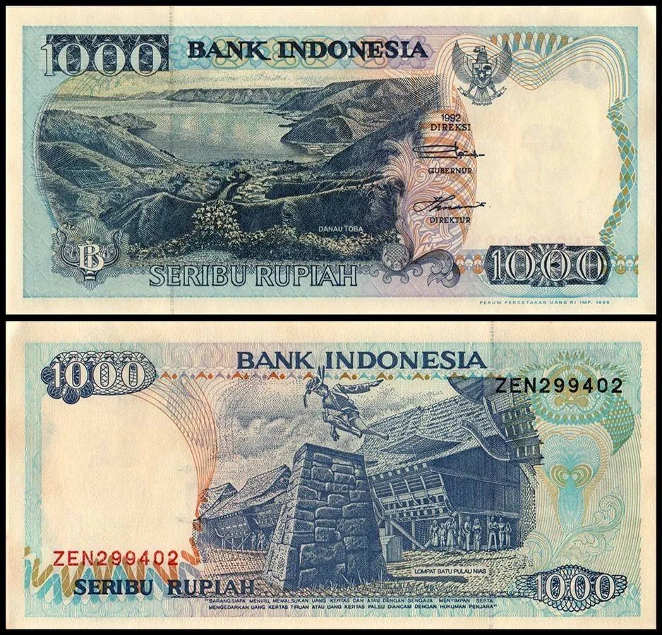 Indonesia 1000 Rupiah World Banknote 1995 P129d UNC and Rare