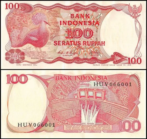Indonesia 100 Rupiah features Goura Victoria World Banknote UNC Unique and rare