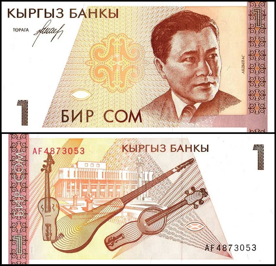Kyrgyzstan 1 Som Banknote 1994 ND P7 UNC Unique and Rare