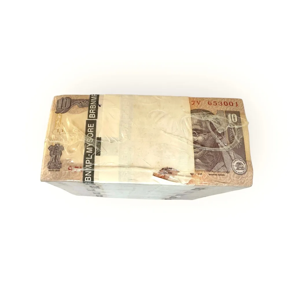 Rs 10 India Banknote Rim 1000 notes Gandhi Plain 2007 Issue Gem Unc Unique And Rare