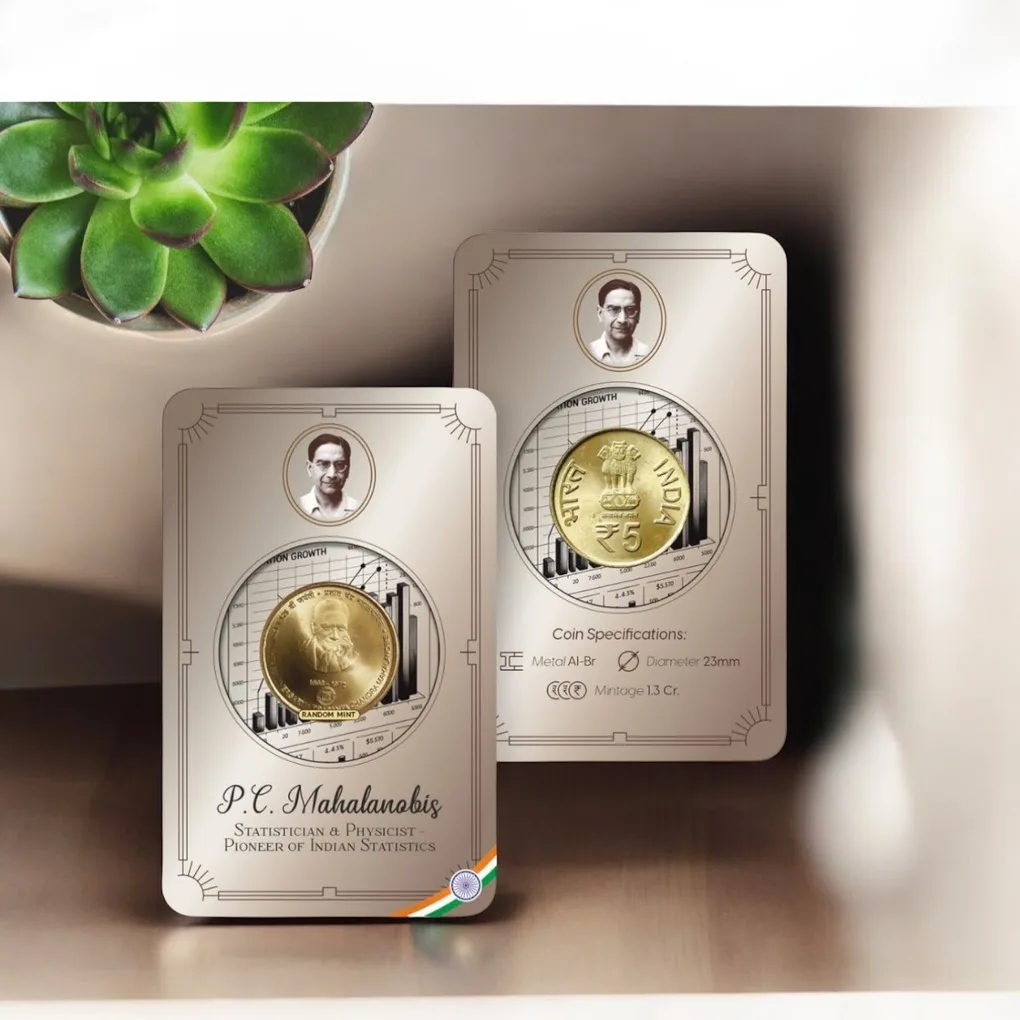 Rs 5 Pcm Prasanta Chandra Mahalanobis Kolkata Mint Blister Pack Very Unique and Rare