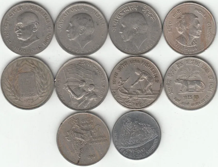 Republic India 50 Paisa 10 Different Commemorative Issue Coins Set Rare