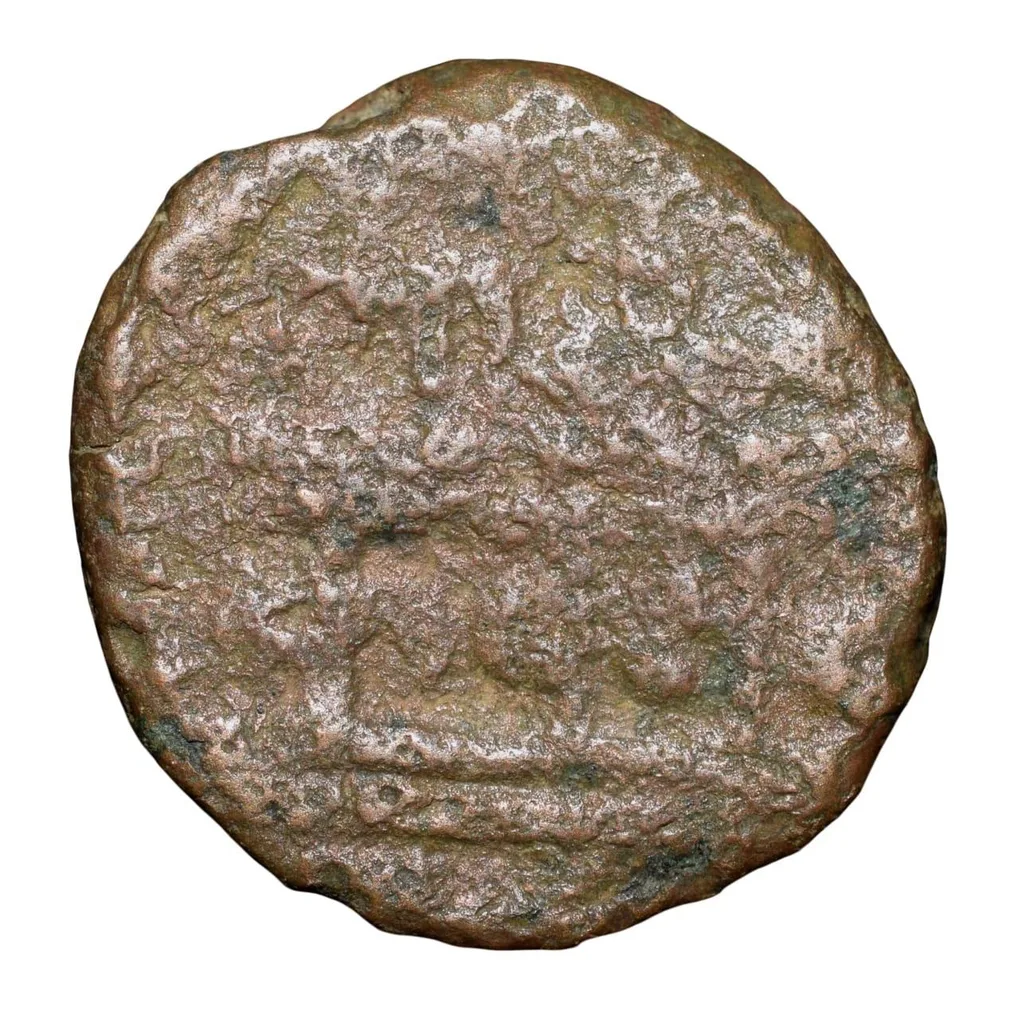 Copper Coin of Venkatapathi Raya II (AD1586-1614) of Vijaynagar Kingdom with Gandaberunda Very Rare