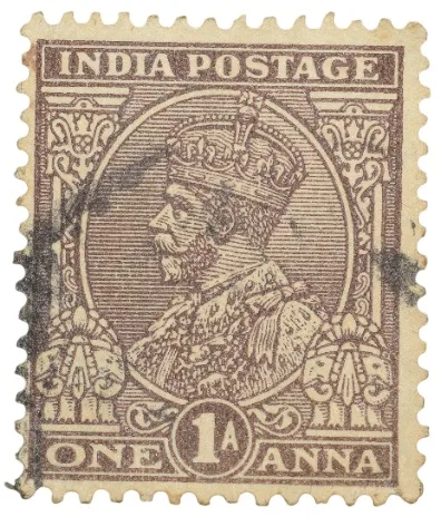Postal Stamp of George V 1 Anna Brown Colour - Used Condition as per image.