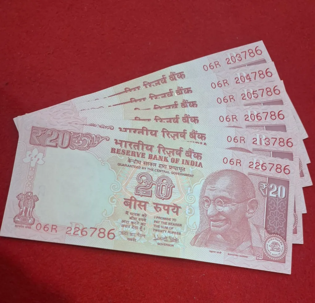 20 Rupee 6 Notes Ending 786 Same Prefix 06 GEM UNC Condition