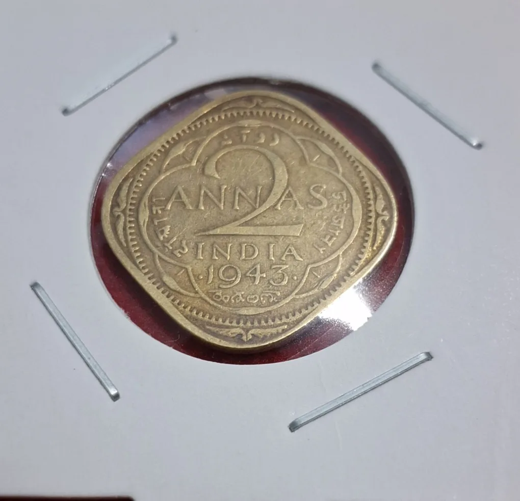 2 Anna 1943 George VI King Emperor Coin