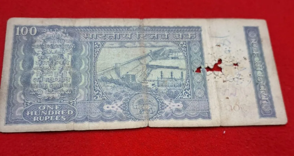 100 Rupee Note DAM Issue (Used) Serial No. 700898