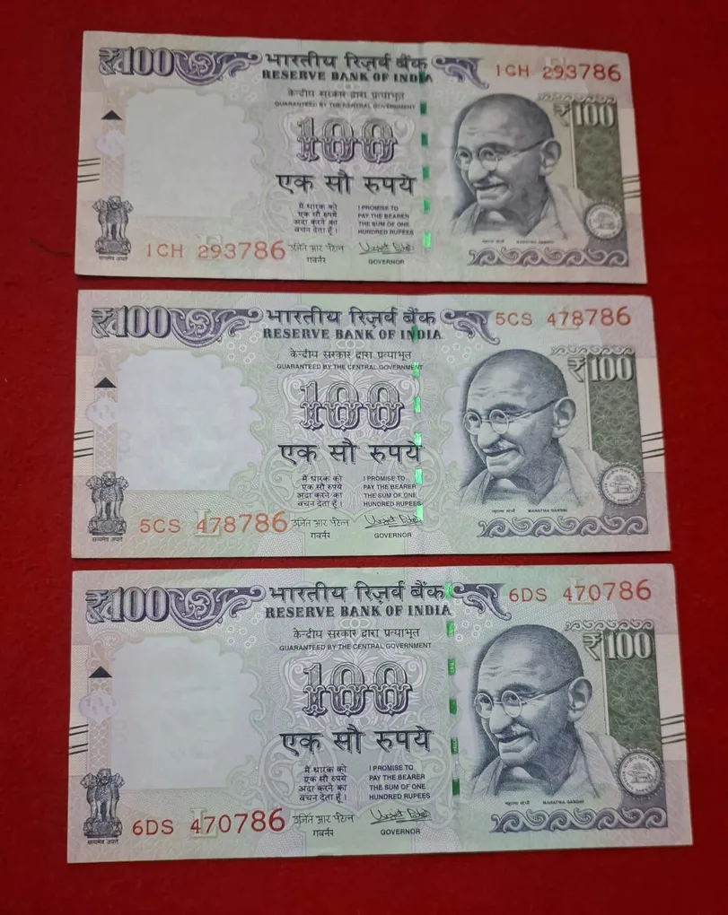 100 Rupee Note Ending 786 GEM UNC Condition Note Each Note Price 577.5