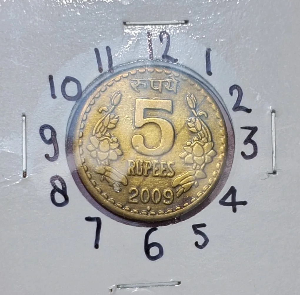 5 Rupee 1 O' Clock Rotation Coin