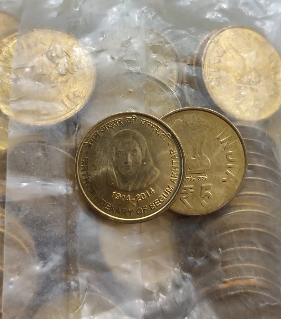 Rs 5 Birth Centenary of Begham Akhtar 100 Coin Pouch Unique and Rare Noida Mint Rare Star Mark