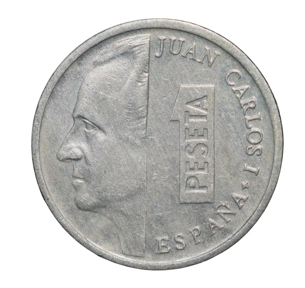 Aluminium 1 Peseta of Spain Country(AD 1997) Juan Carlos I with Pillars of Hercules