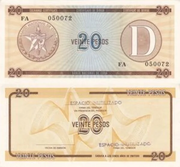 Cuba 20 Peso World Banknote Unique and Rare