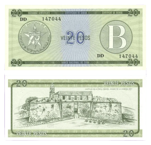 Cuba 20 Pesos Banknote Convertible1985 Fast NEU Unique and Rare