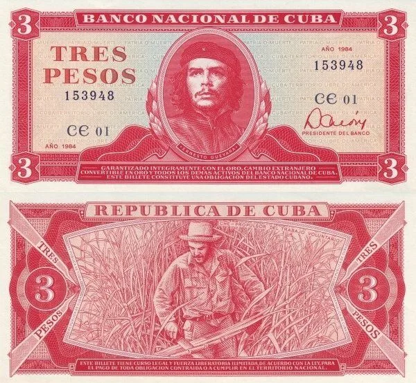 Cuba 3 Pesos World Banknote Unique and Rare