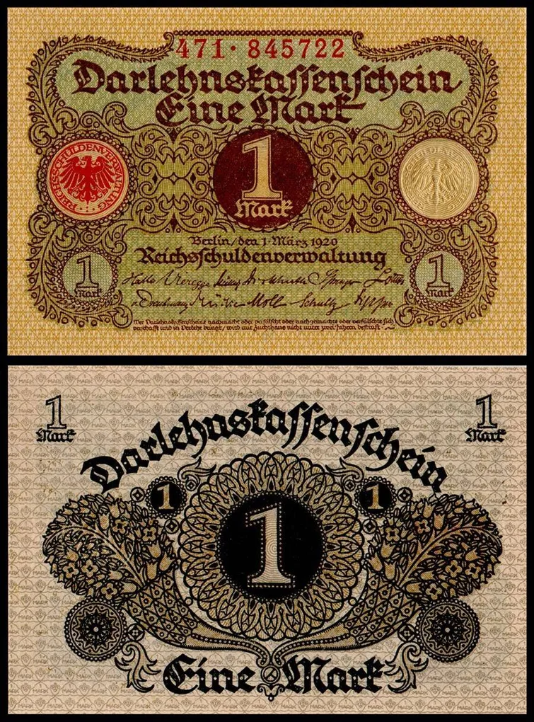 Germany 1 Mark Banknote 1920 P58 UNC Unique and Rare