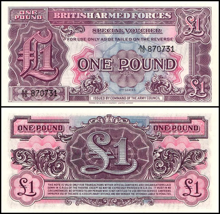 Great Britain British Armed Forces 1 Pound Banknote 1956 ND PM29 UNC Unique and Rare