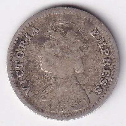 Two annas 1889 Victoria Empress Silver Coin Rare