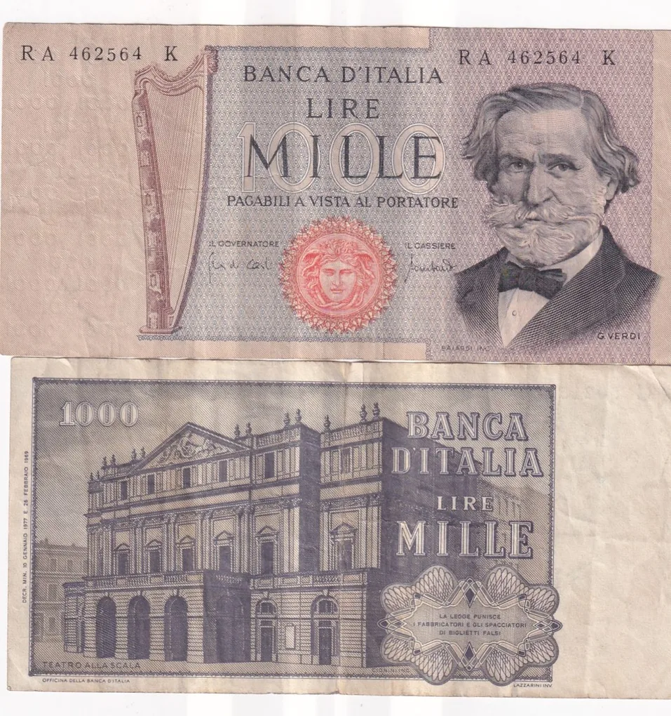 Italy 1000 Lire Verdi Rare Lowest Price Note